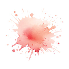 Red and pink watercolor splash splatter stain brush stroke spray with wet effect on white background. Modern salmon pink color aquarelle spot. Trendy isolated design on white. Vector watercolor