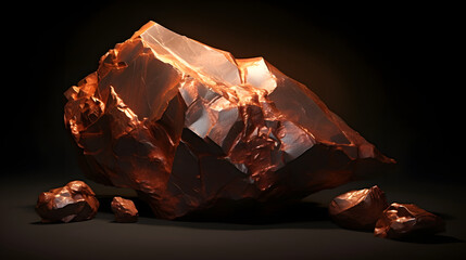 illustration of a raw copper nugget against dark background