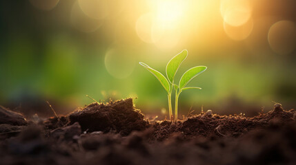 A small green sprout emerging from the ground