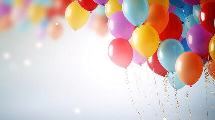 Festive colorful balloons on light background