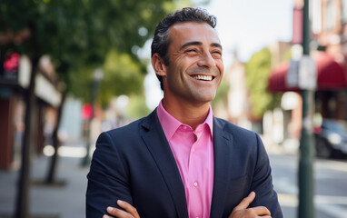 happy smiling Banker on the street