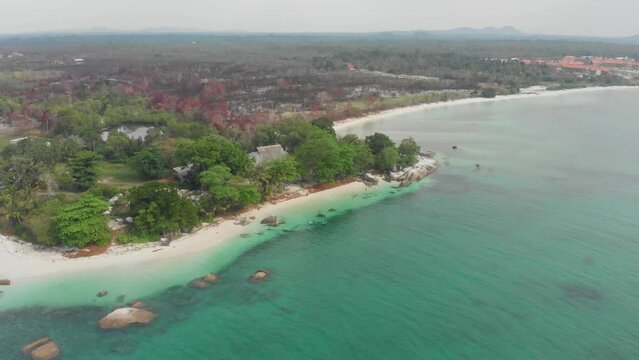 Aerial view of tropical beach at Belitung island Indonesia