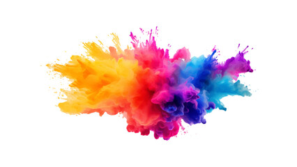 colorful vibrant rainbow Holi paint color powder explosion with bright colors isolated white background.	
 - obrazy, fototapety, plakaty