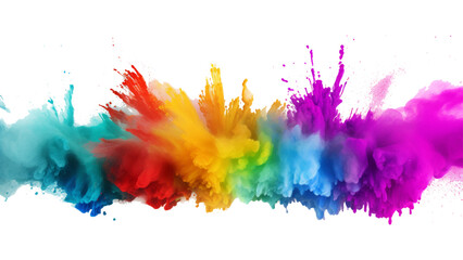colorful vibrant rainbow Holi paint color powder explosion with bright colors isolated white background. happy new year design.
 - obrazy, fototapety, plakaty