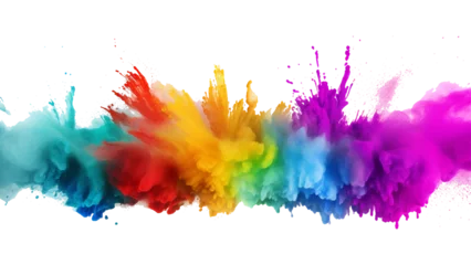 Deurstickers colorful vibrant rainbow Holi paint color powder explosion with bright colors isolated white background. happy new year design.  © Towhidul