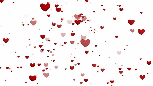 Animation background with red hearts. Valentine's day.