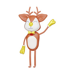 Reindeer  3D ,Christmas festive elements for design. Holiday Decoration . Realistic 3d object in cartoon style. 3D illustration isolated on transparent background.