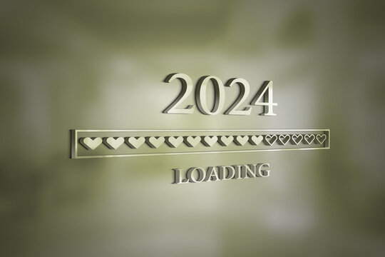 Beautiful 2024 Loading Stylish Text Design illustration