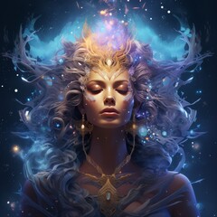 Fototapeta premium cosmic goddess, illustration