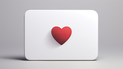 A bold red heart adorns a white card, casting a shadow of calligraphic love note, a modern symbol of romantic sentiment.