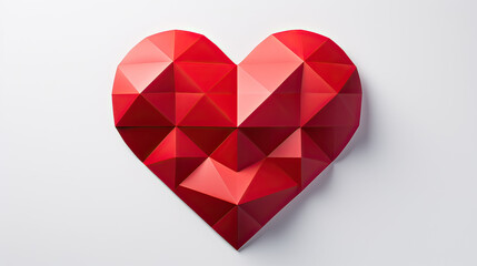 Naklejka na ściany i meble The geometric angles of a red heart create a shadow of a love correspondence, blending sharp modernity with classic romance.