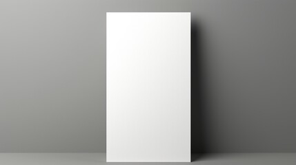 .A Mockup poster against a modern display background. blank portrait A4 brochure magazine isolated on a sophisticated gray background