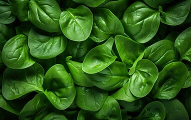 Fototapeta na wymiar Fresh green baby spinach leaves natural background