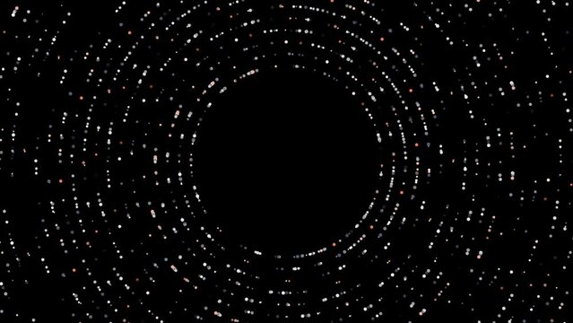 Sci-fi futuristic circular dots background for logo reveal or intro, colorful dots rotating on black background