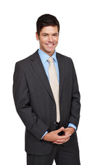 Businessman, smile and portrait with confident in professional style, consultant and corporate career. Happy, face or employee with suit or tie for job pride or isolated on transparent png background