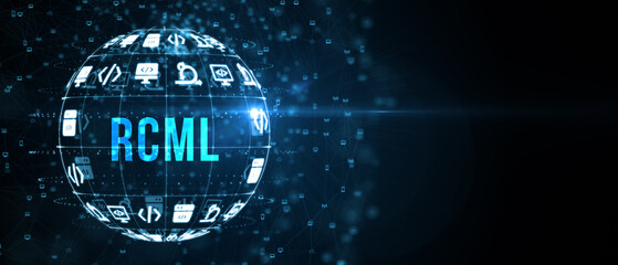 Robot Control Meta Language technology concept. RCML. 3d illustration