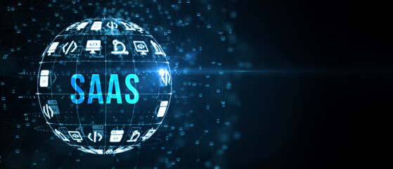 Software as a Service SaaS. Software concept. Business, modern technology, internet and networking concept. 3d illustration