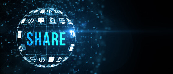 Sharing Concept. Business, Technology, Internet and network concept. 3d illustration
