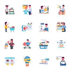 Bundle of Online Purchase Flat Icons 

