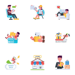 Bundle of Retail Services Flat Icons 

