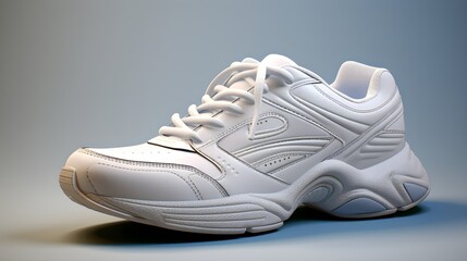 White sports shoe untied ready for action 
