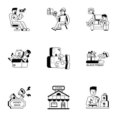 Bundle of Retail Services Glyph Icons 

