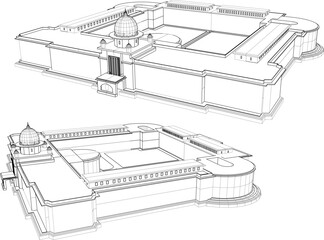 Vector sketch illustration of architectural design of Supreme Court of Bangladesh building