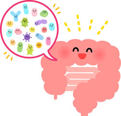 多様な腸内細菌がいる腸のキャラクター