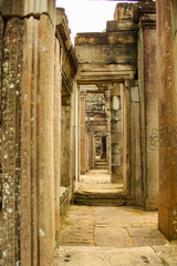 Fototapeta na wymiar The passage through Bayon temple in Angkor Thom, Siemreap, Cambodia.
