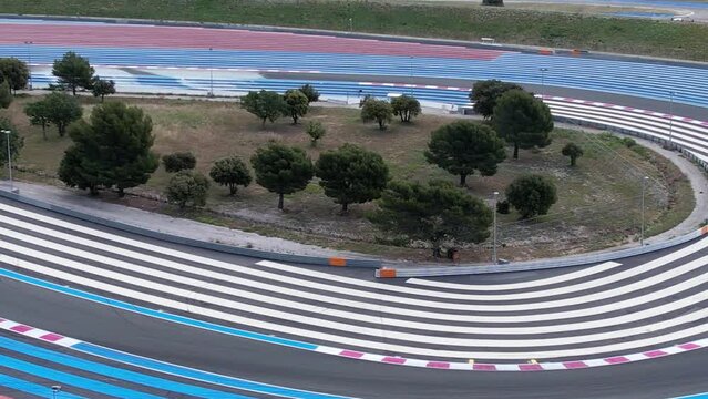 Circuit Paul Ricard - Formula 1 Car Racing Track In Le Castellet, France. aerial pullback
