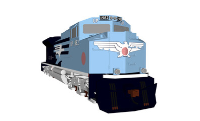 Vector sketch illustration of industrial locomotive train transportation equipment design