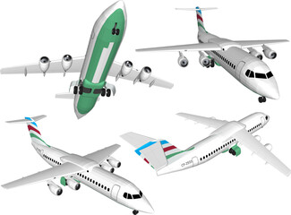Vector sketch illustration of private jet fleet design