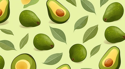 Fresh avocado seamless pattern