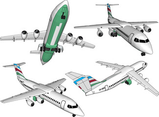 Vector sketch illustration of private jet fleet design