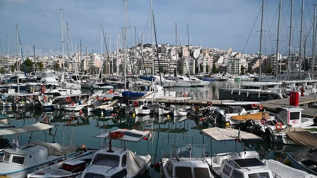 The calm and relaxed view of the Lavrio Port, Athens, Greece