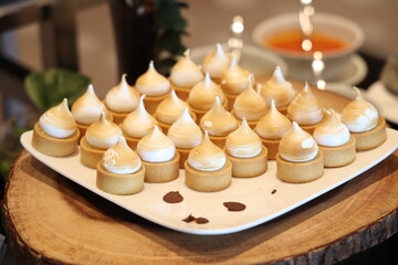 Catering buffet food indoor in luxury restaurant. Dessert table