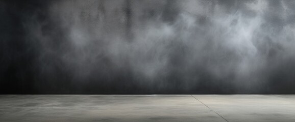 Texture dark concentrate floor with mist or fog. Black, dark and gray abstract cement wall and studio room , interior texture for display products