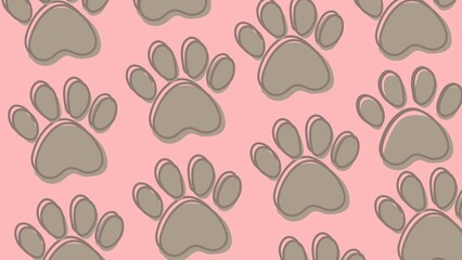 cat footprints wallpaper on a pink background