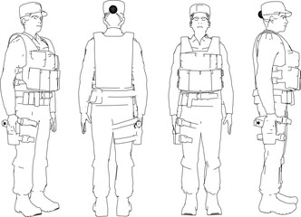 Fototapeta na wymiar Vector sketch illustration of special female police officer design