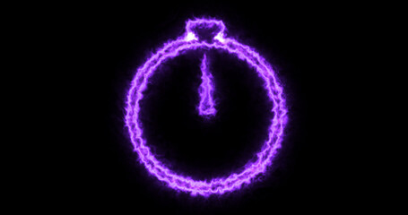 Burning fire-like stopwatch icon motion graphic on a black background. Stopwatch clock animation. Timer stop dial start and stop.