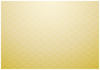 金箔の金屏風な和柄の青海波で薄金背景年賀状素材2