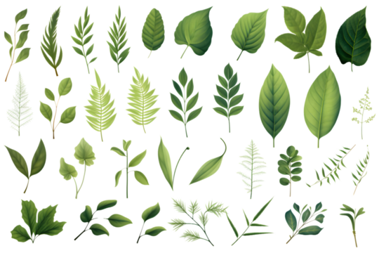 Green leaves big vector collection. generative ai.