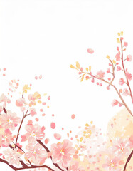 Obraz na płótnie Canvas 桜の手描き風イラスト　ふわふわ優しい