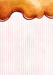 水彩のチョコレートとストライプ柄背景