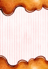 溶けたチョコレートとストライプ柄のフレーム