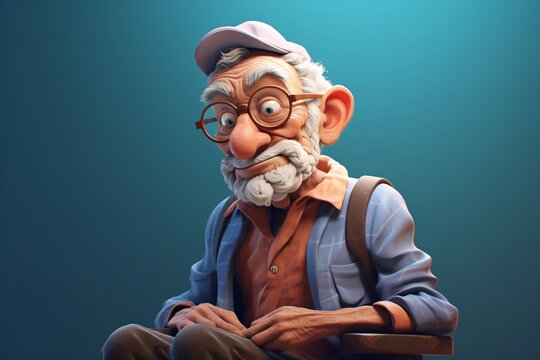 Cartoon illustration of an old man