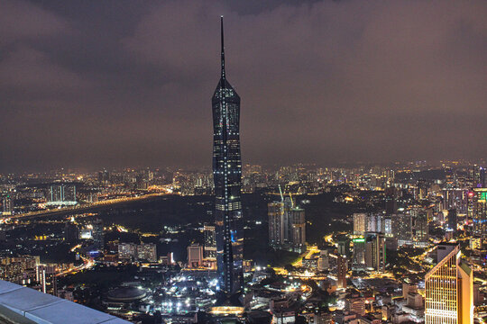 Kuala Lumpur on 10.11.2023: Merdeka 118 Tower, the 2nd highes building in the world, taken from Menara Kuala Lumpur
