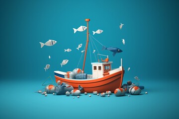 Abstract graphic illustration for fishing