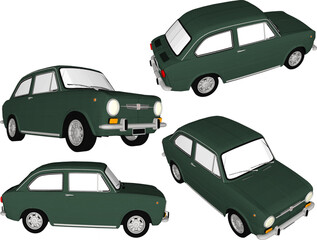 Vector sketch illustration of vintage classic old compact citycar car design