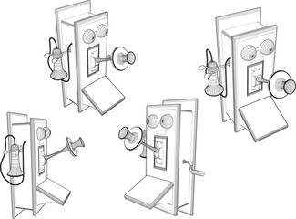Vector sketch illustration of vintage classic old telephone design